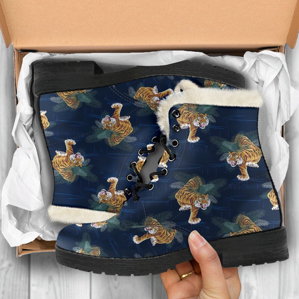 Chinese Tiger Pattern Print Comfy Winter Boots-grizzshop