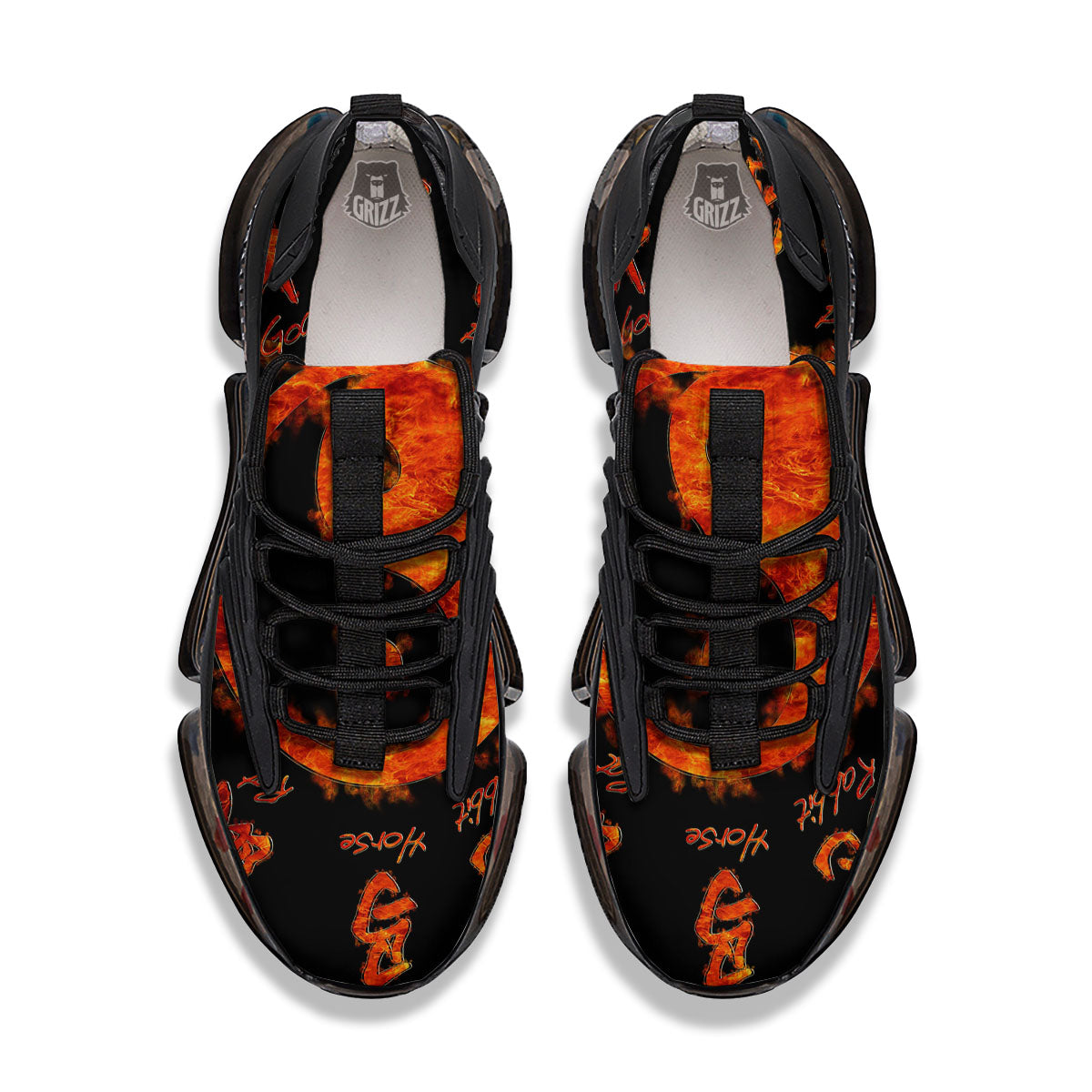 Chinese Zodiac Fire Yin Yang Print Black Gym Shoes-grizzshop