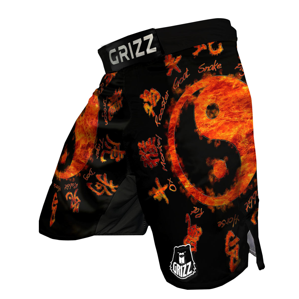 Chinese Zodiac Fire Yin Yang Print MMA Shorts-grizzshop
