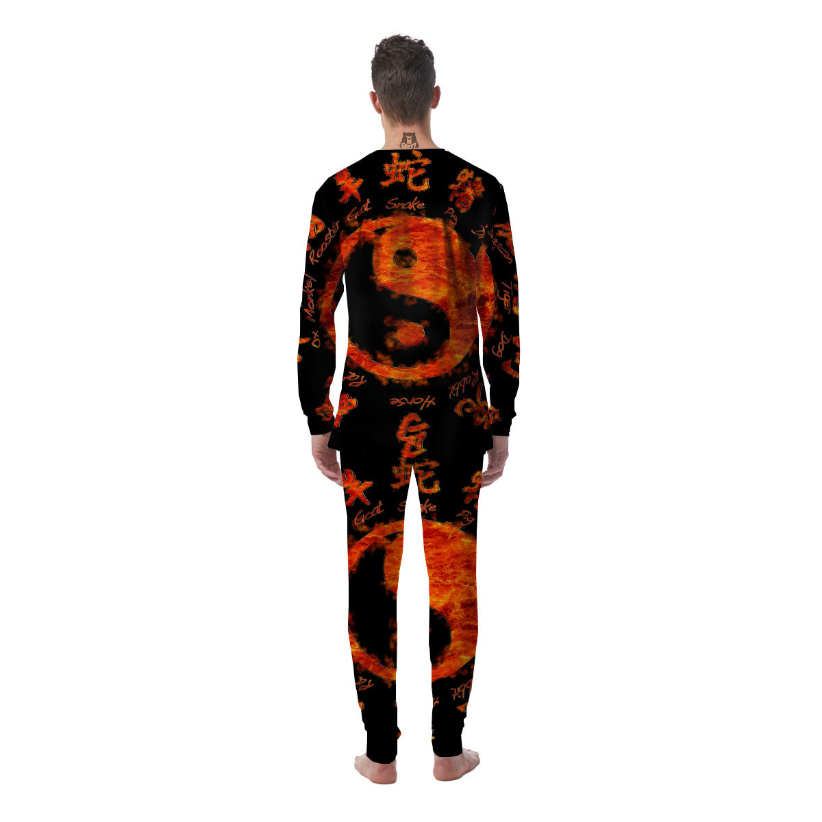 Chinese Zodiac Fire Yin Yang Print Men's Pajamas-grizzshop