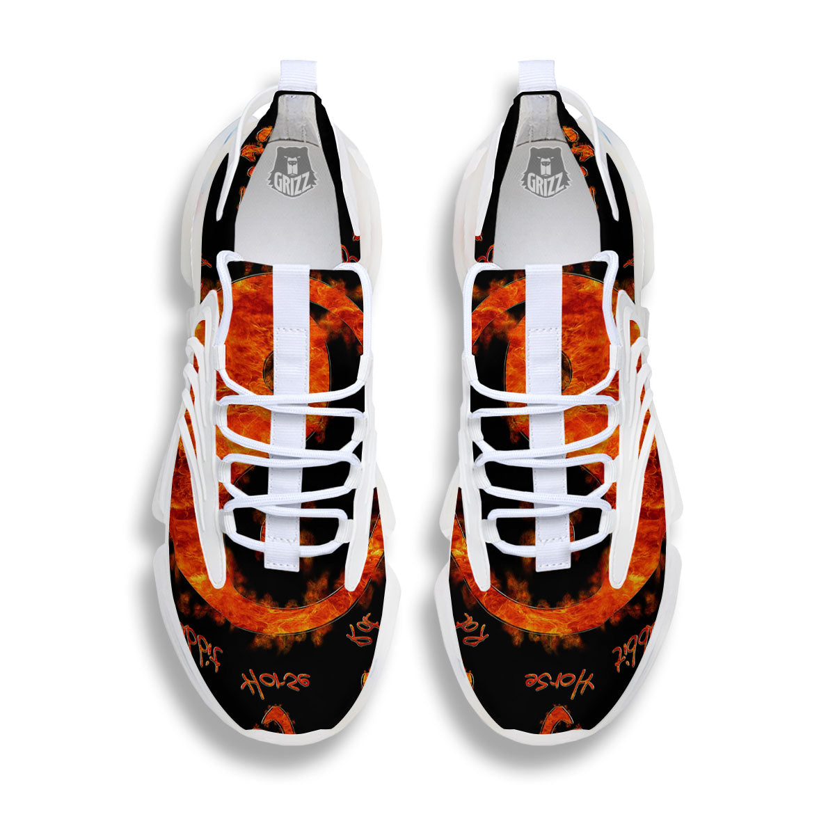 Chinese Zodiac Fire Yin Yang Print White Gym Shoes-grizzshop