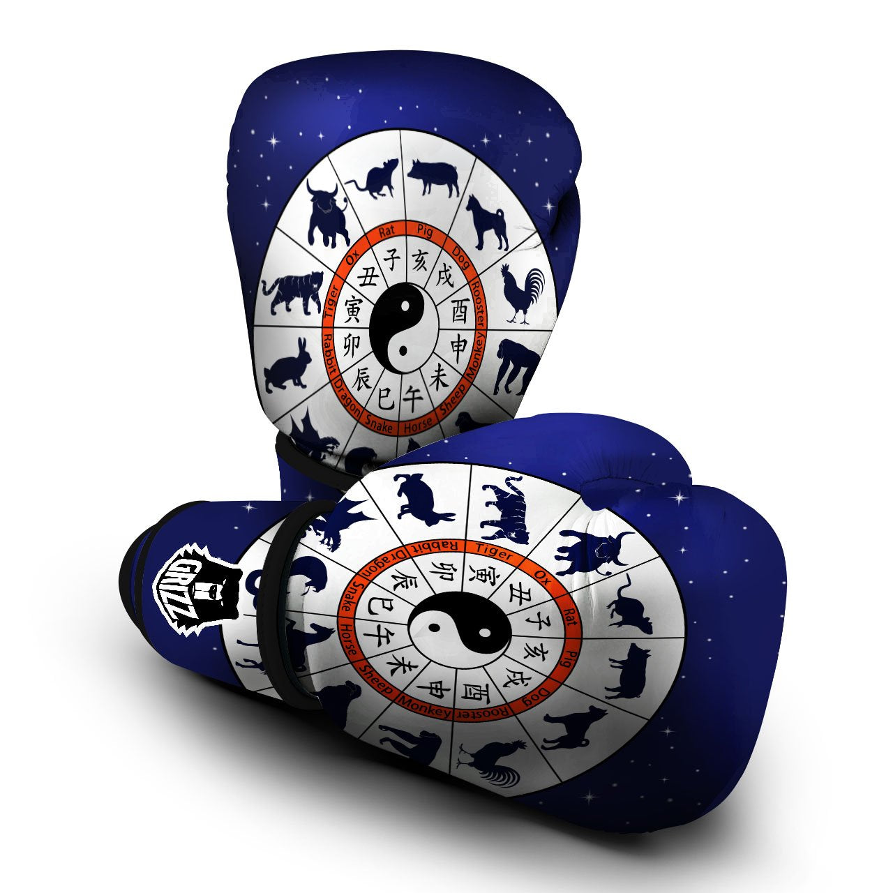 Chinese Zodiac Signs Yin Yang Print Boxing Gloves-grizzshop
