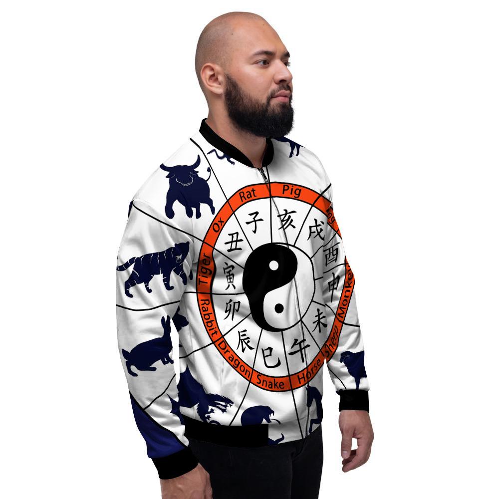 Chinese Zodiac Signs Yin Yang Print Men's Bomber Jacket-grizzshop