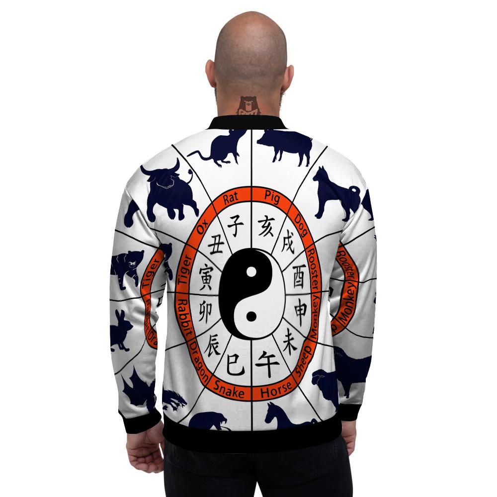 Chinese Zodiac Signs Yin Yang Print Men's Bomber Jacket-grizzshop