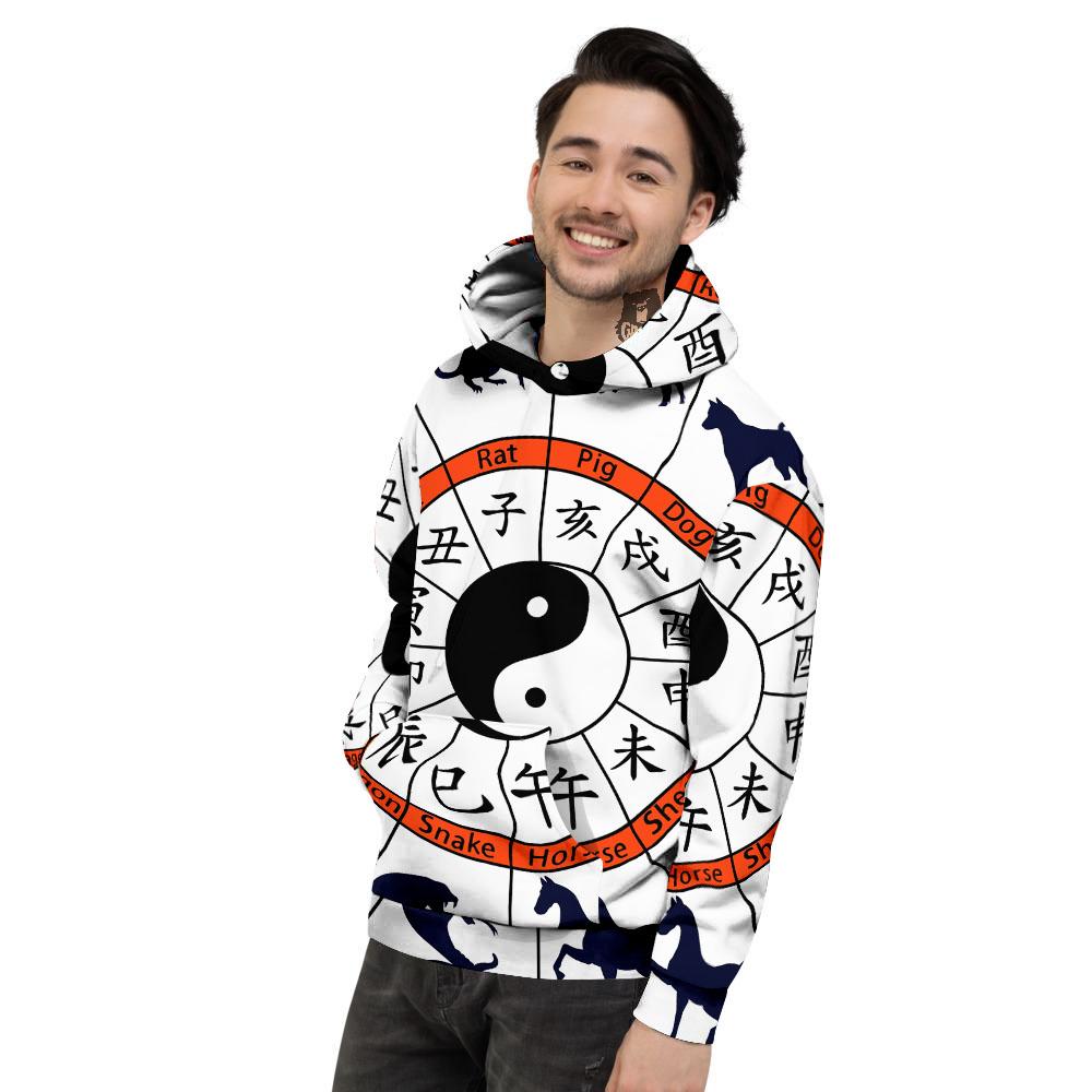 Chinese Zodiac Signs Yin Yang Print Men's Hoodie-grizzshop