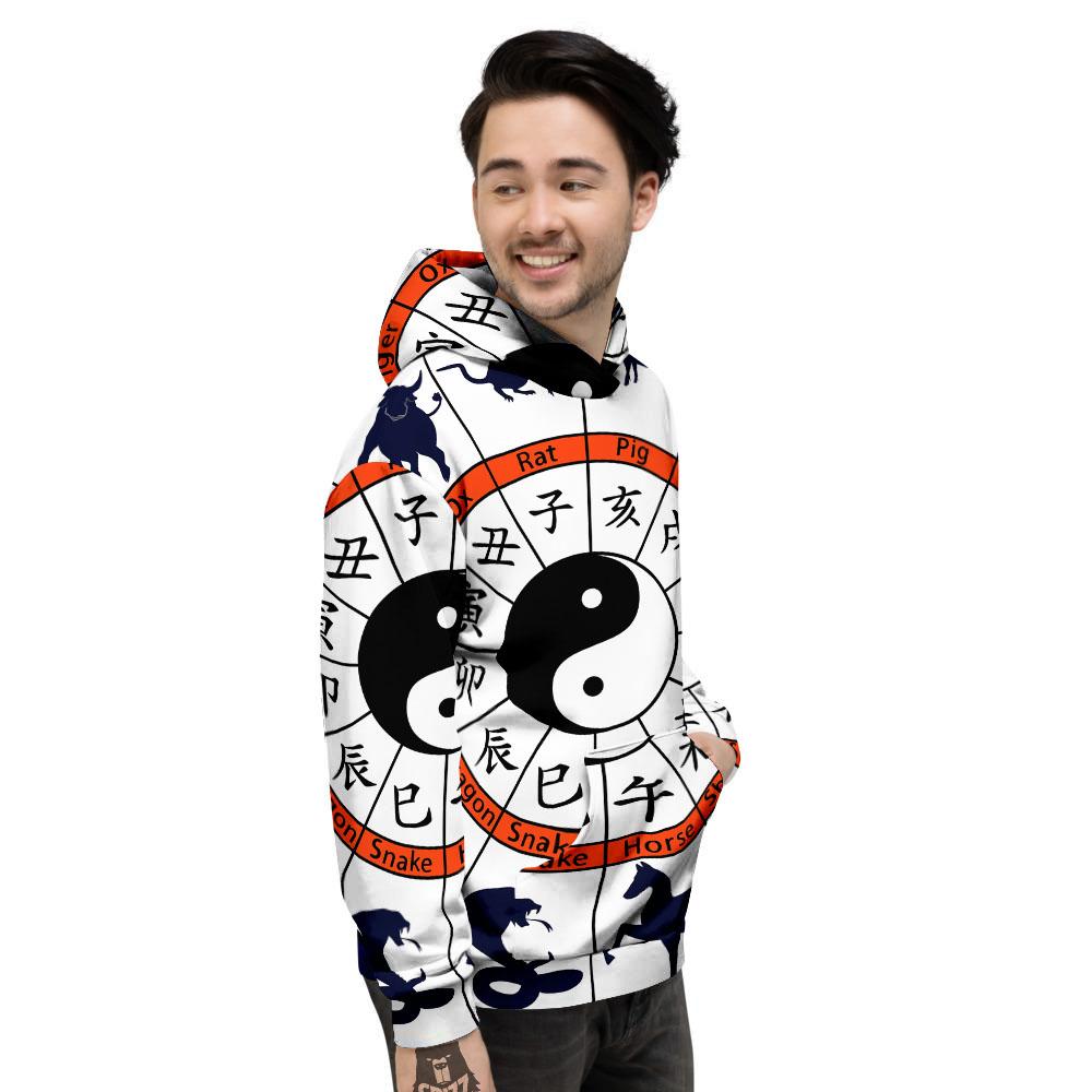 Chinese Zodiac Signs Yin Yang Print Men's Hoodie-grizzshop