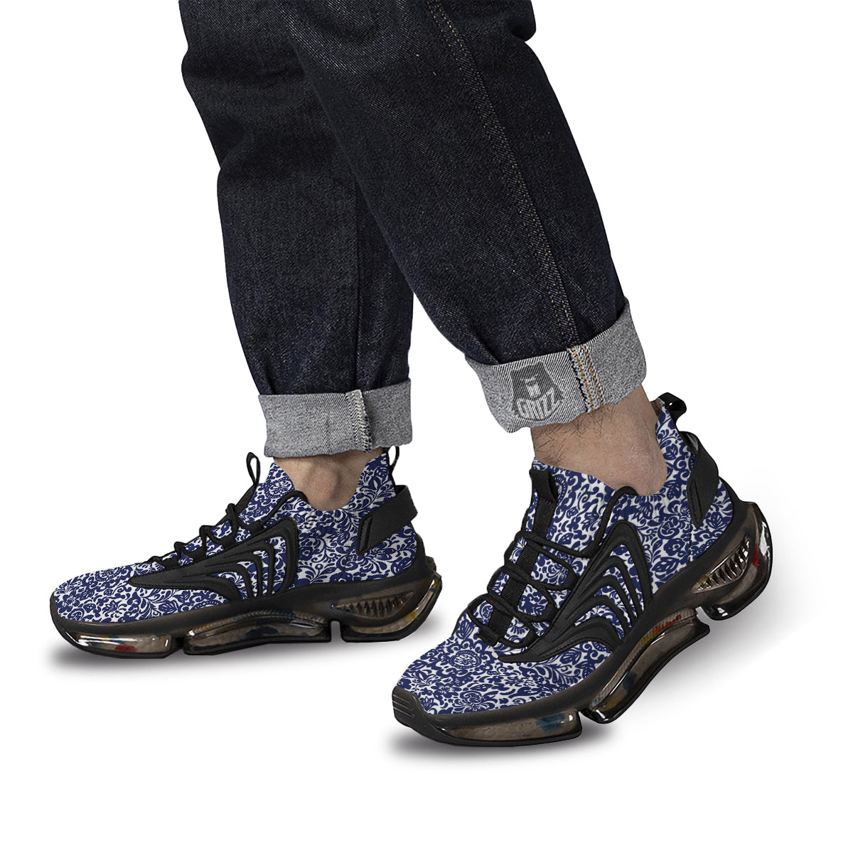 Chintz Floral Print Pattern Black Gym Shoes-grizzshop