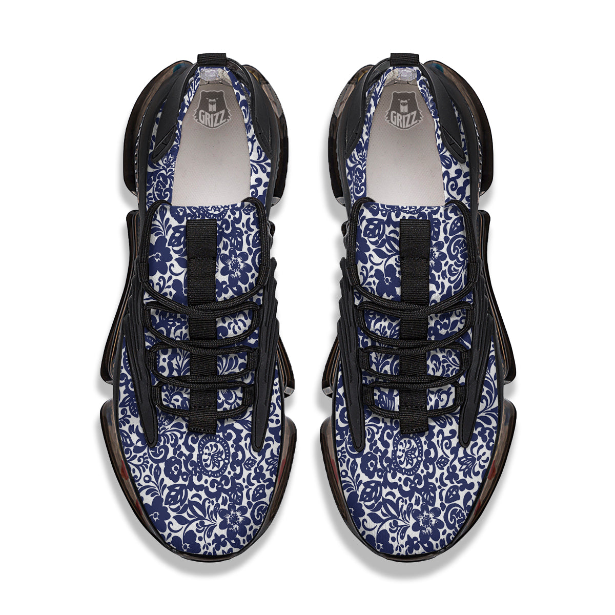 Chintz Floral Print Pattern Black Gym Shoes-grizzshop