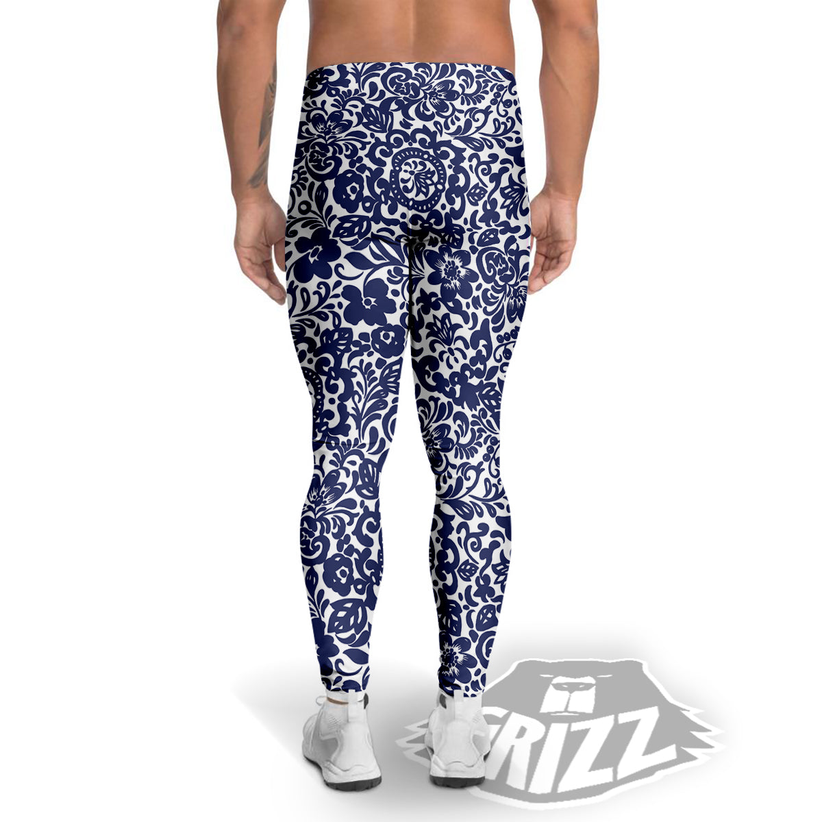 Chintz Floral Print Pattern Men's Leggings-grizzshop
