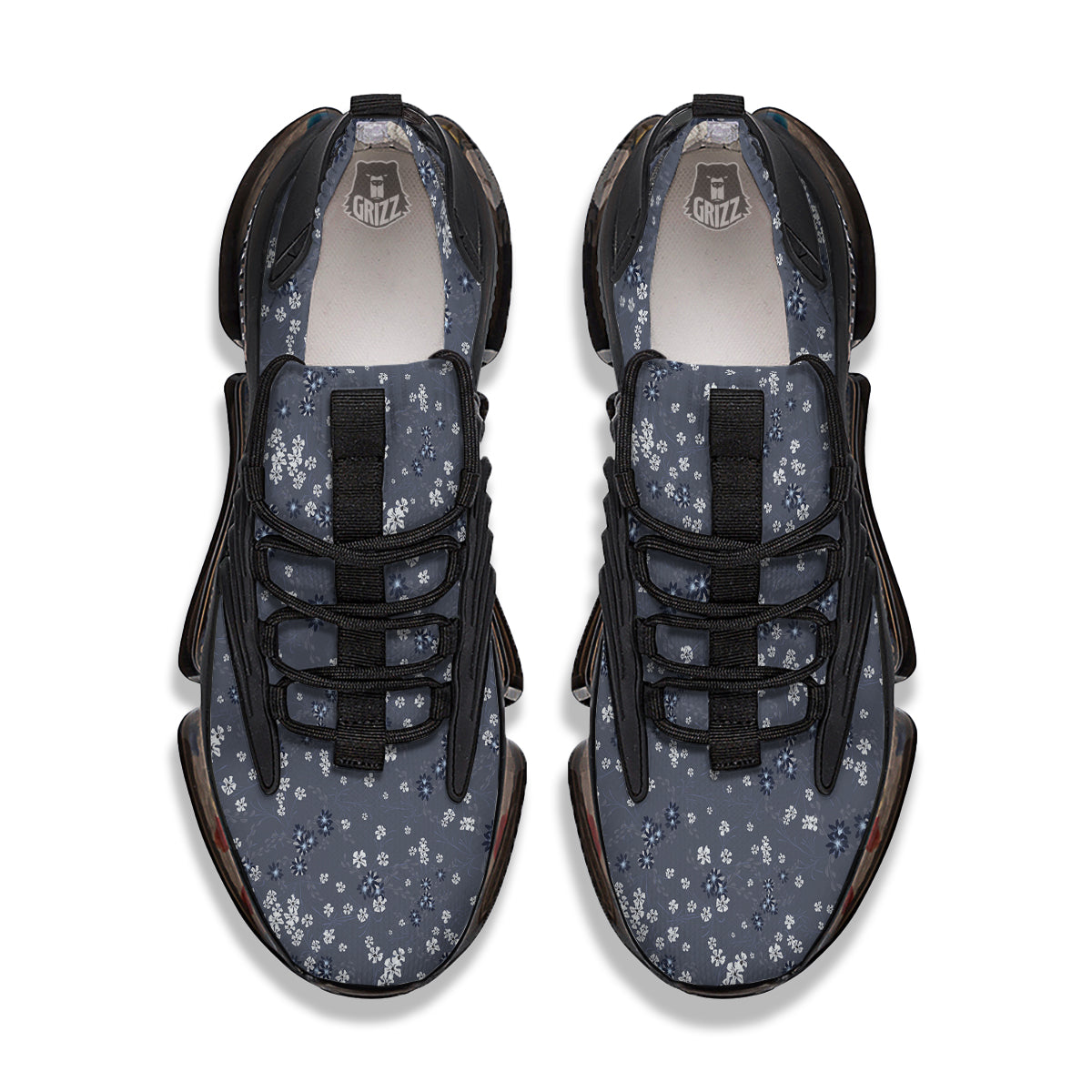 Chintz Floral Vintage Print Pattern Black Gym Shoes-grizzshop