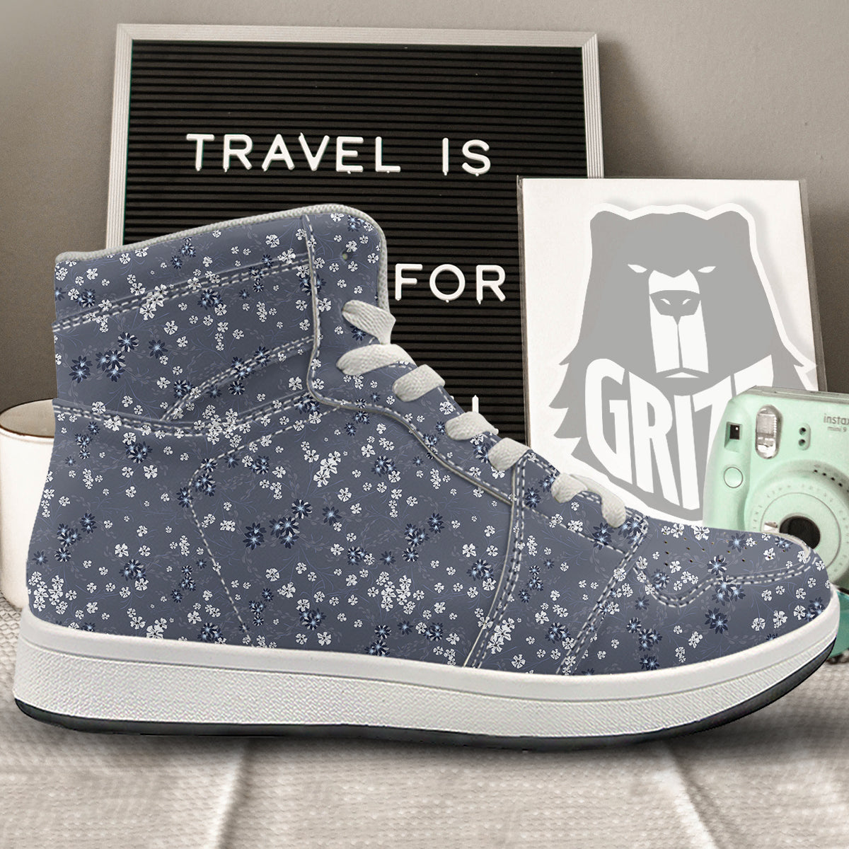 Chintz Floral Vintage Print Pattern High Top Sneakers-grizzshop