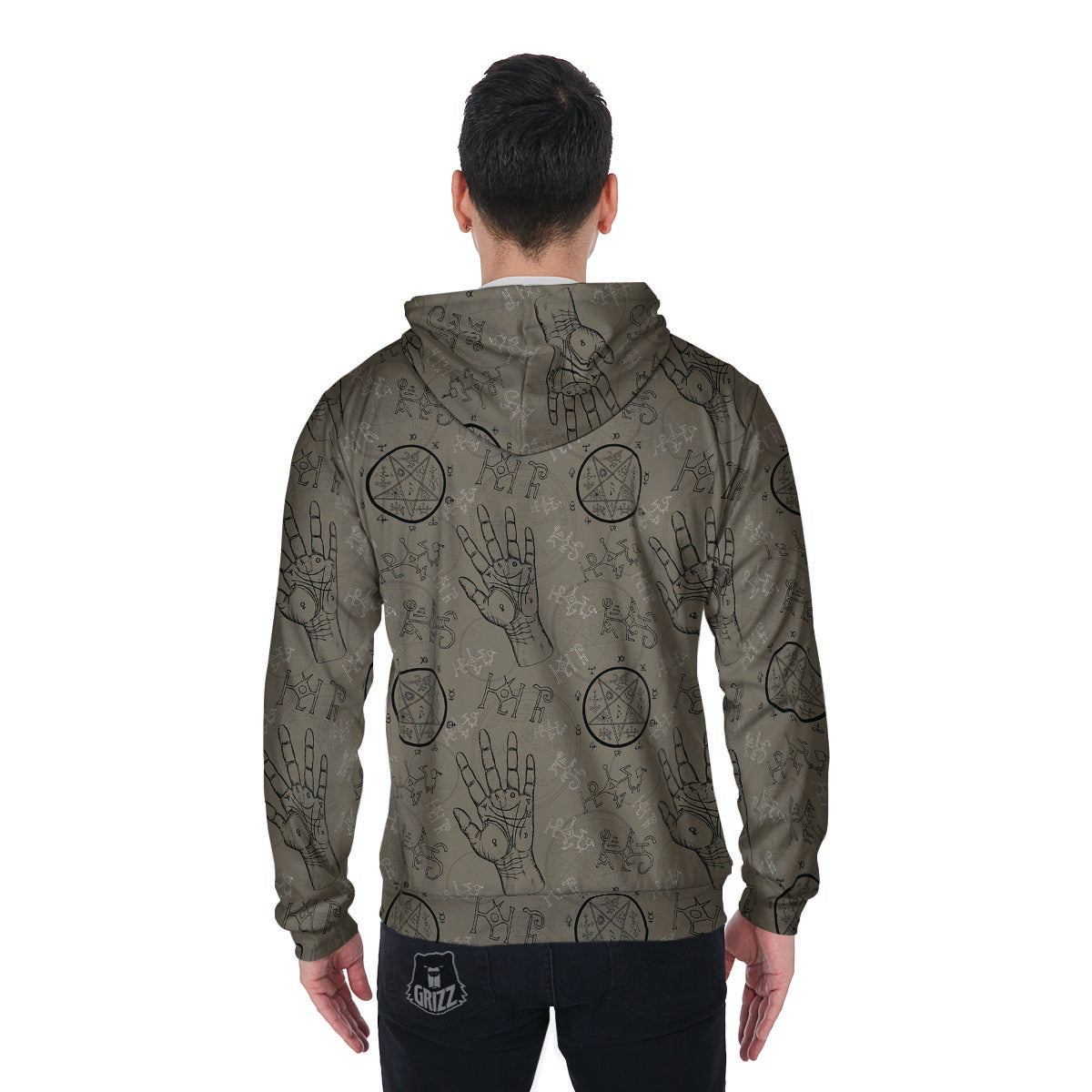 Chiromancy Gothic Witch Men's Zip Up Hoodie-grizzshop