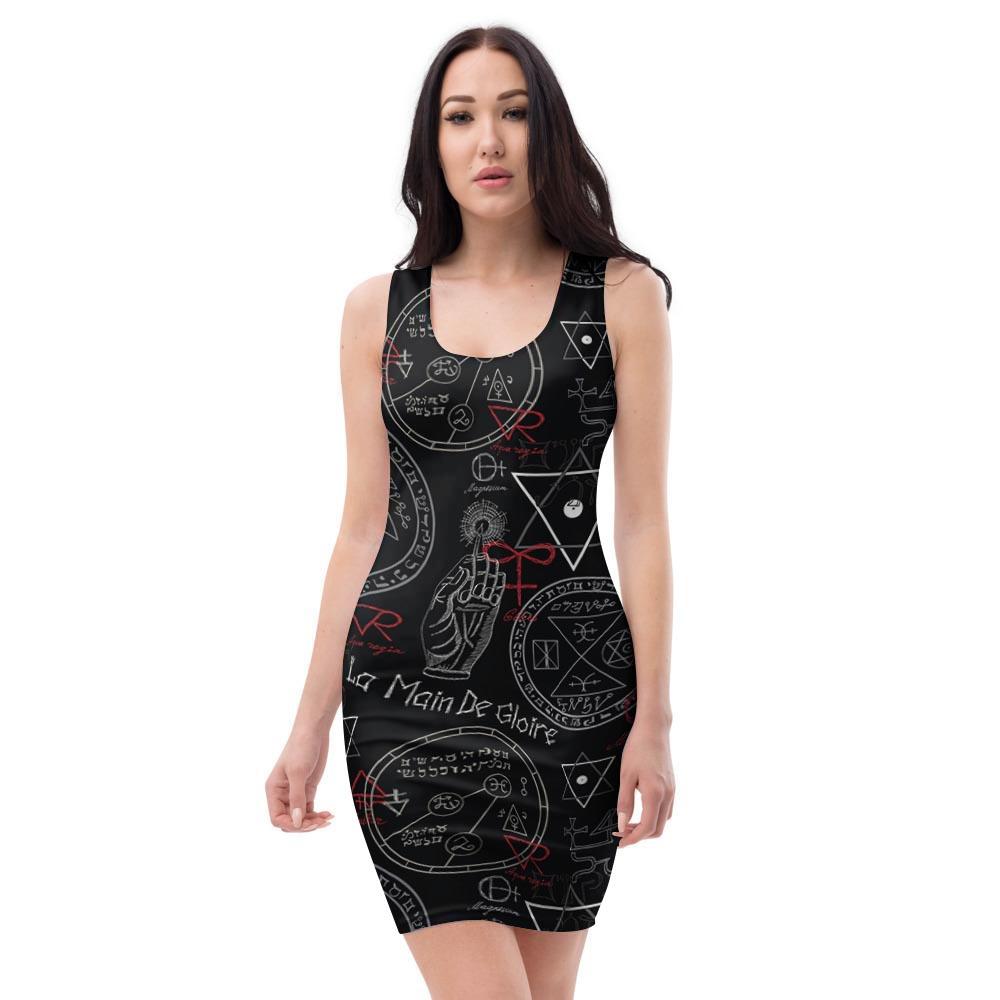 Chiromancy Symbol Gothic Witch Bodycon Dress-grizzshop