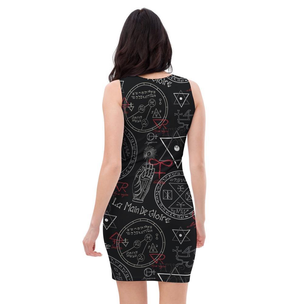 Chiromancy Symbol Gothic Witch Bodycon Dress-grizzshop