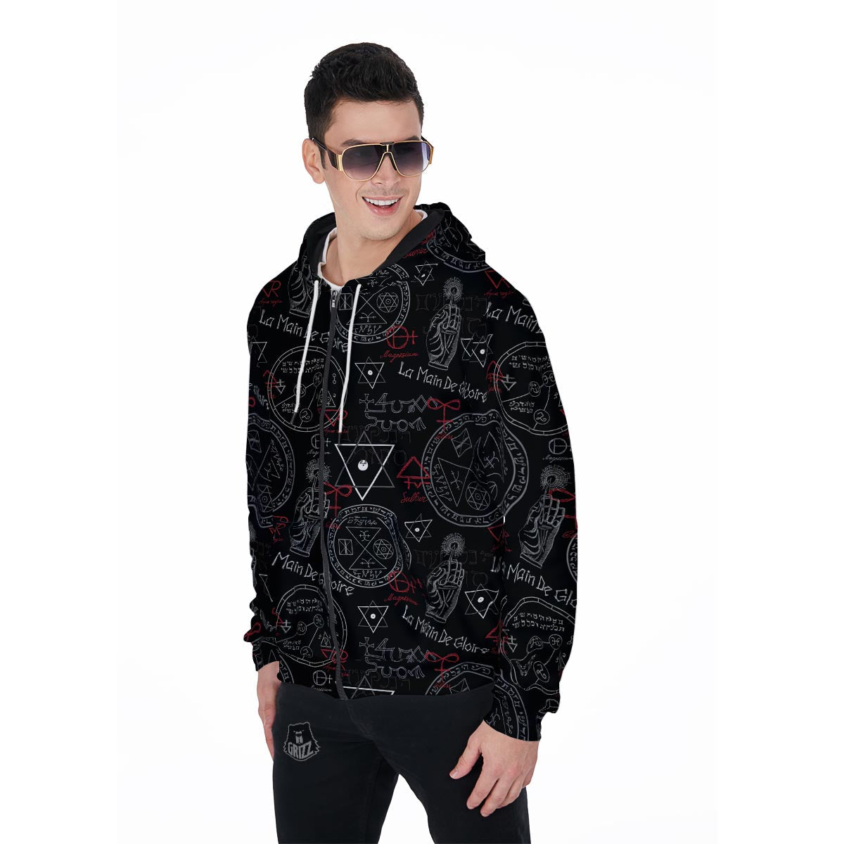 Chiromancy Symbol Gothic Witch Men's Zip Up Hoodie-grizzshop
