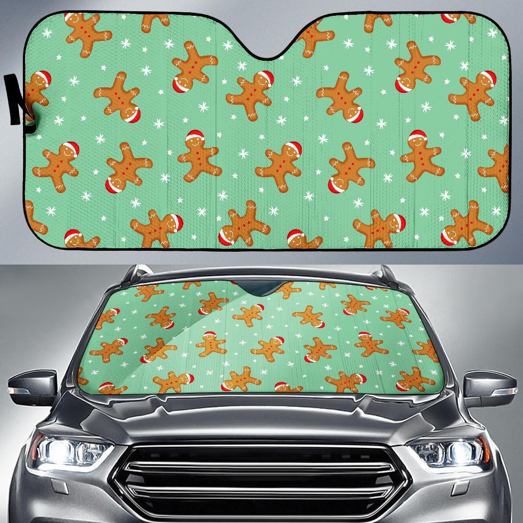 Chirstmas Gingerbread Man Pattern Print Car Sun Shade-grizzshop