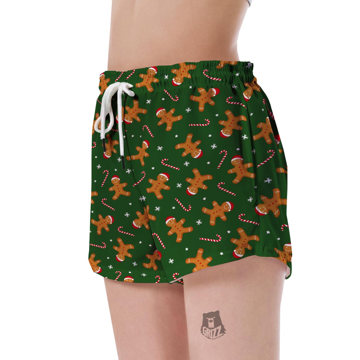 Chirstmas Gingerbread Man Print Pattern Women's Shorts-grizzshop