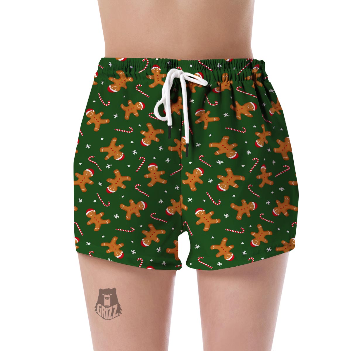 Chirstmas Gingerbread Man Print Pattern Women's Shorts-grizzshop
