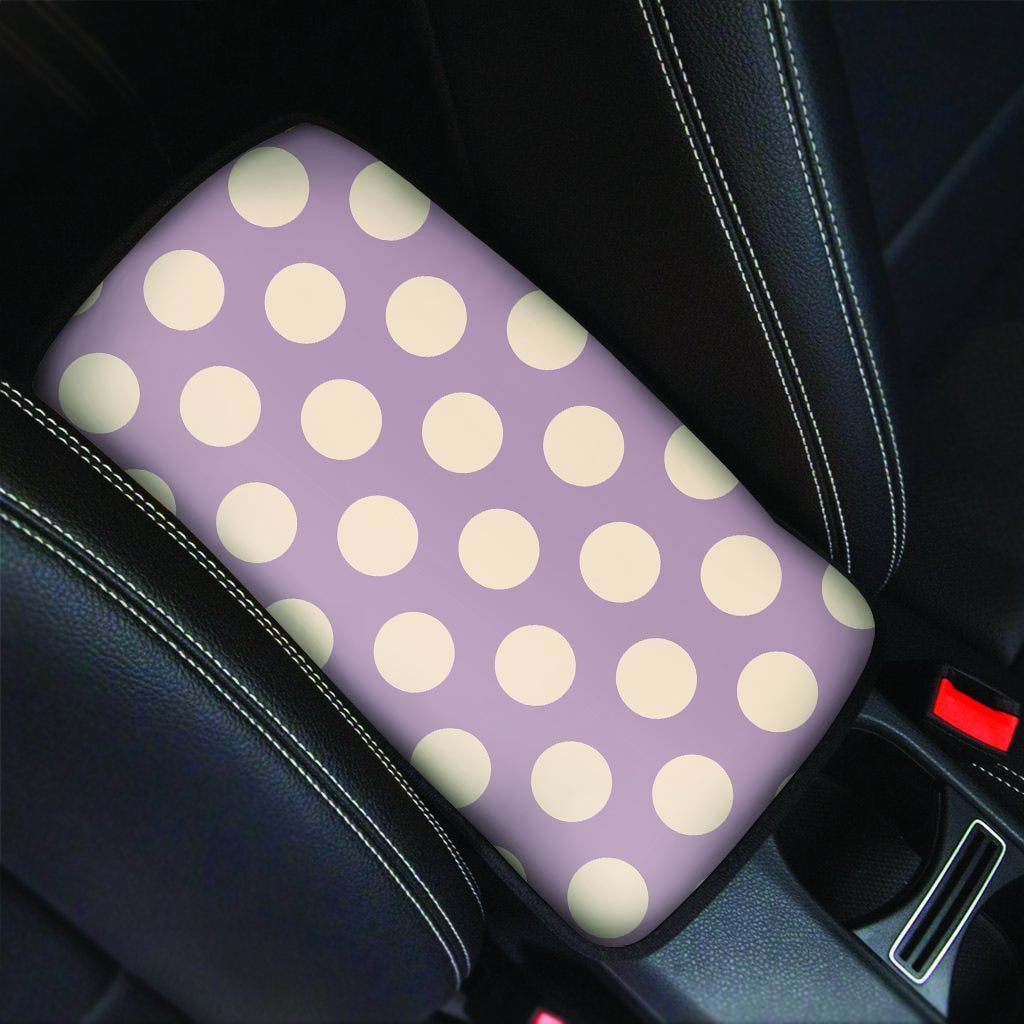 Chocolate Brown Polka Dot Car Console Cover-grizzshop