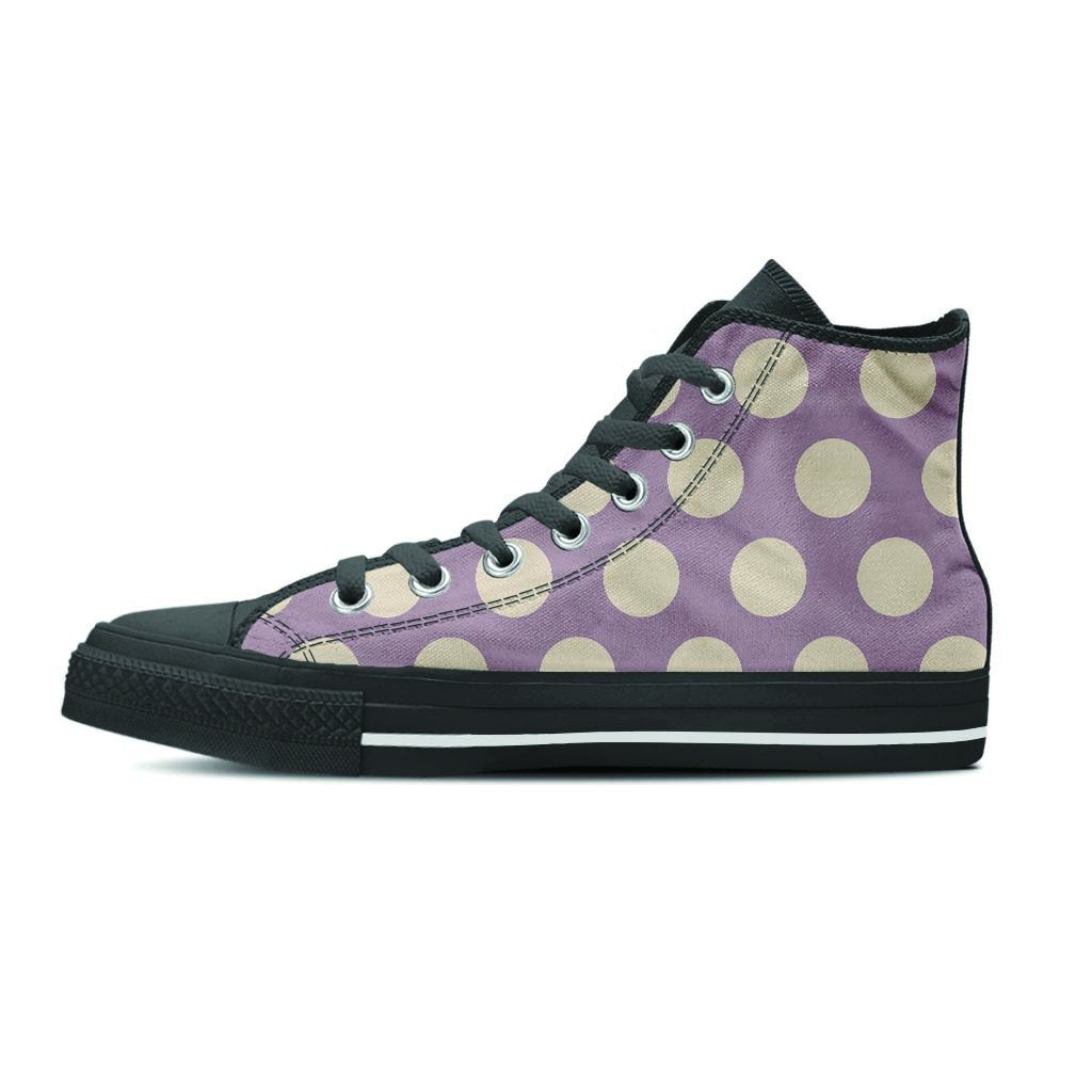 Chocolate Brown Polka Dot Women's High Top Shoes-grizzshop