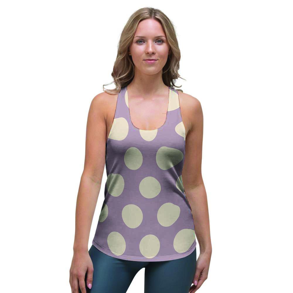 Chocolate Brown Polka Dot Women's Racerback Tank Top-grizzshop