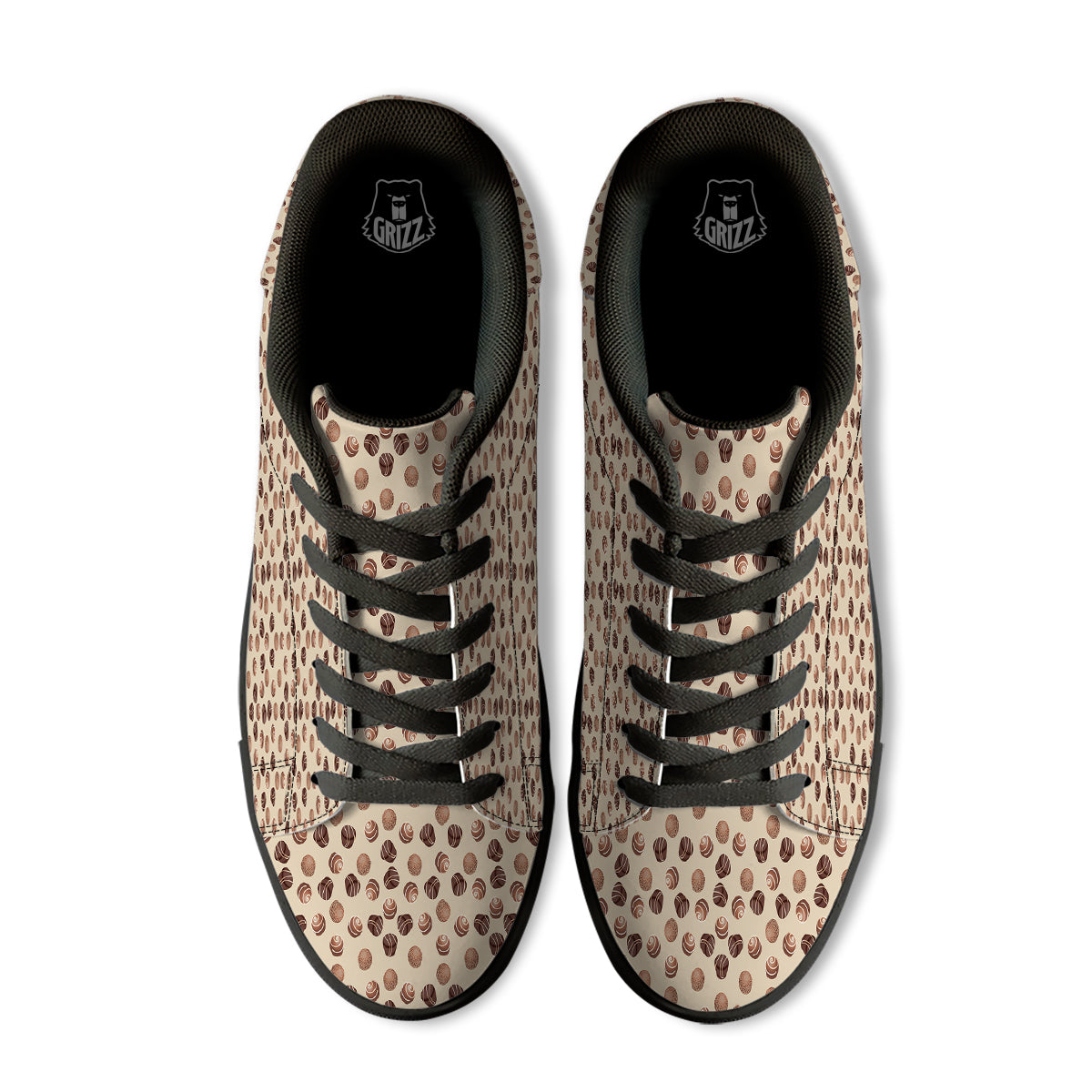 Chocolate Candy Print Pattern Black Low Top Sneakers-grizzshop
