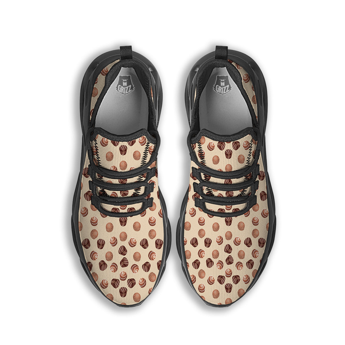 Chocolate Candy Print Pattern Black Running Shoes-grizzshop