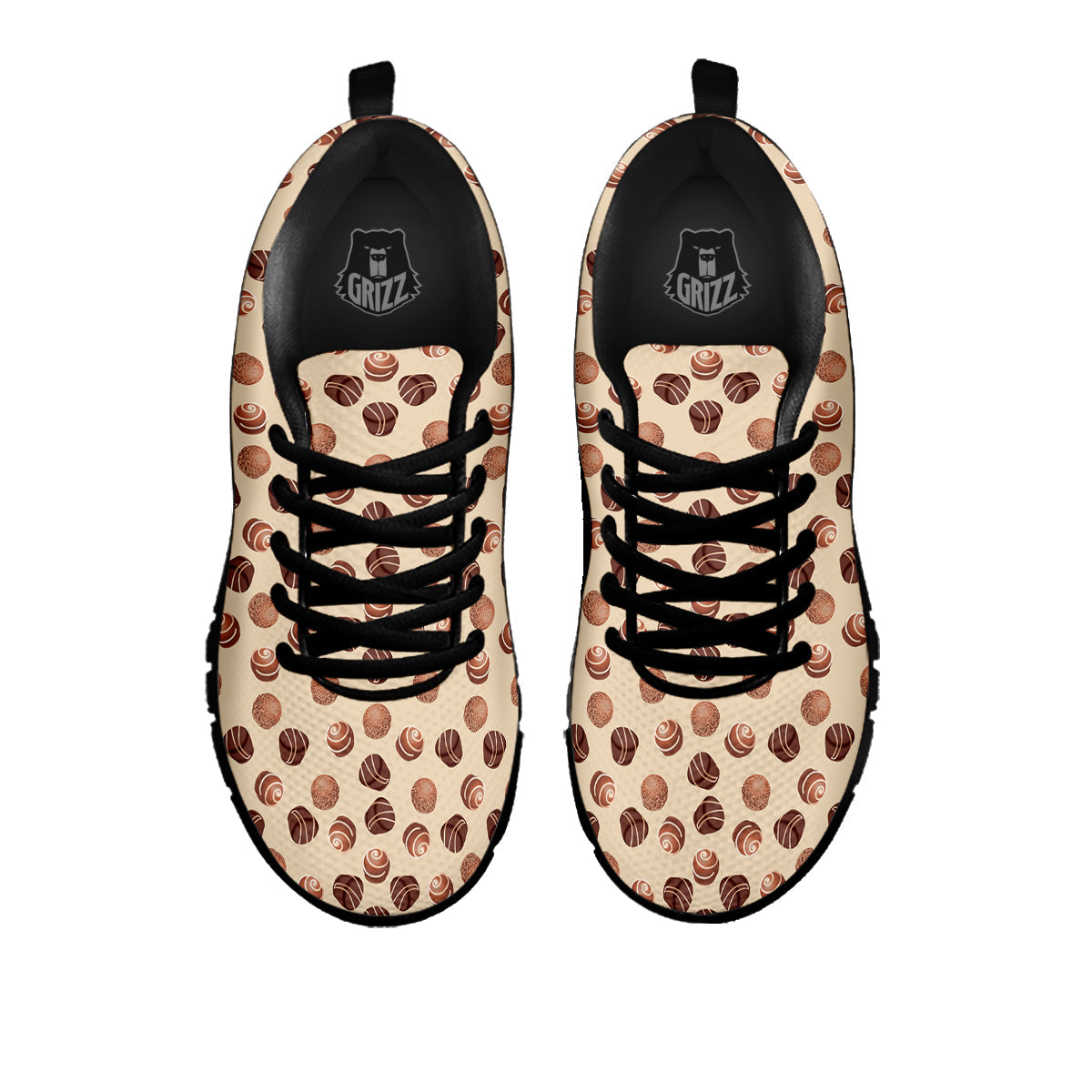 Chocolate Candy Print Pattern Black Sneaker-grizzshop