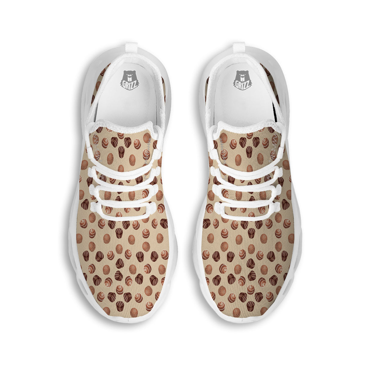 Chocolate Candy Print Pattern White Running Shoes-grizzshop