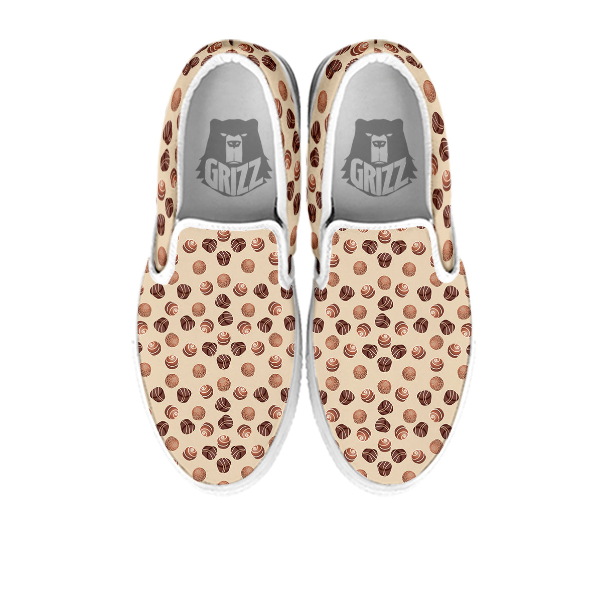 Chocolate Candy Print Pattern White Slip On Shoes-grizzshop