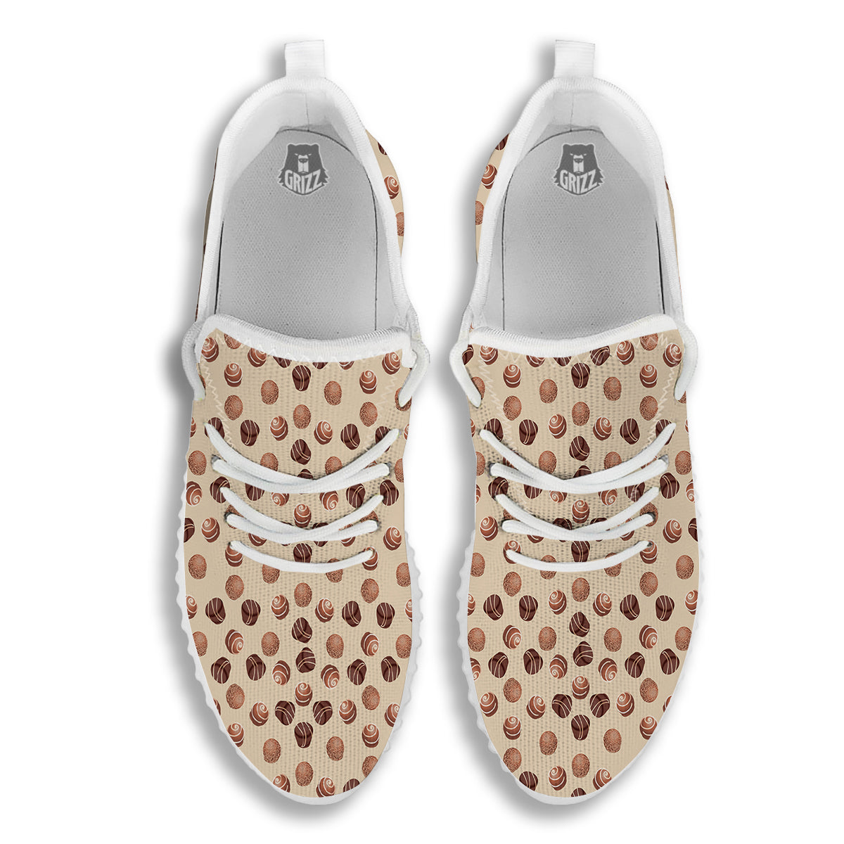 Chocolate Candy Print Pattern White Walking Shoes-grizzshop