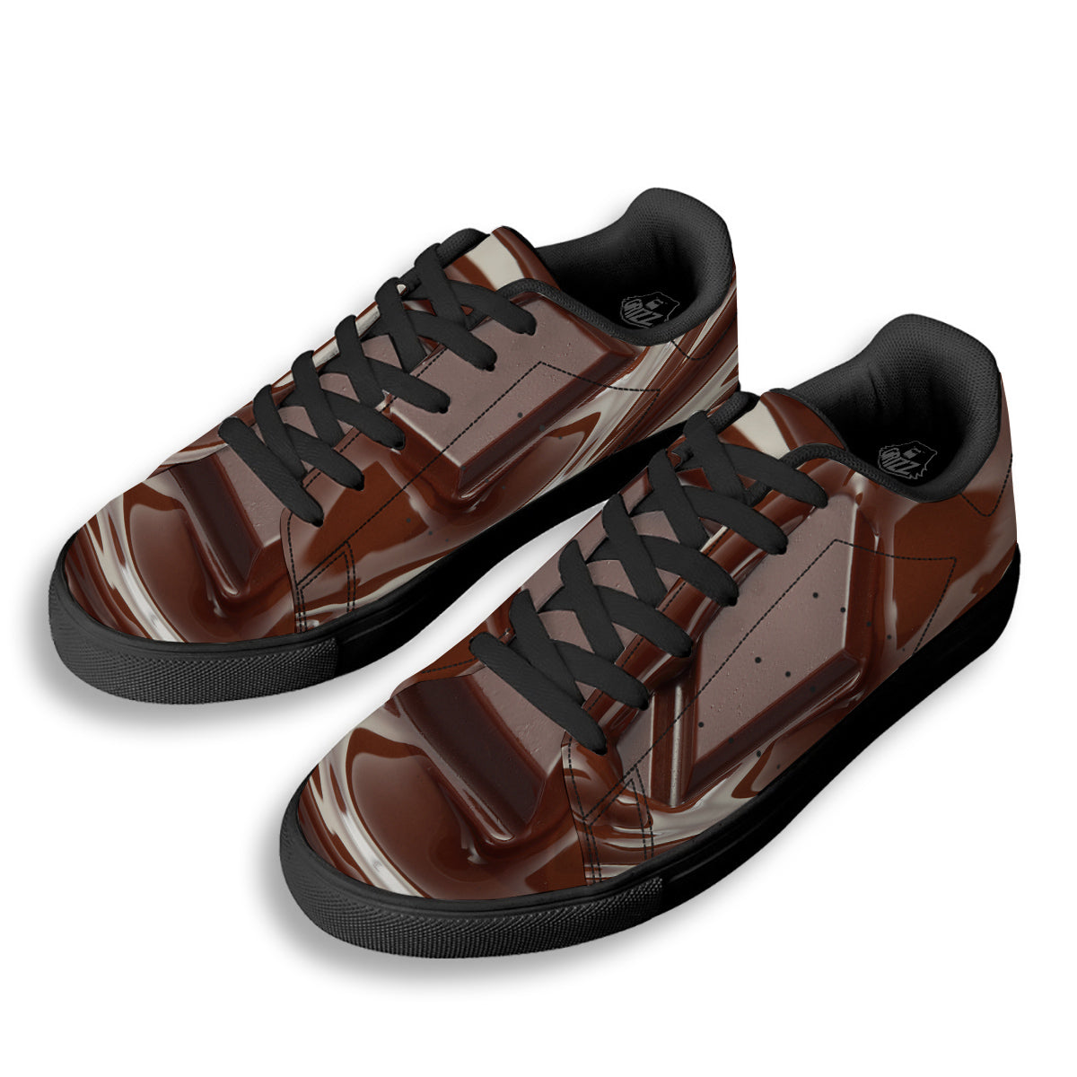 Chocolate Print Black Low Top Sneakers-grizzshop