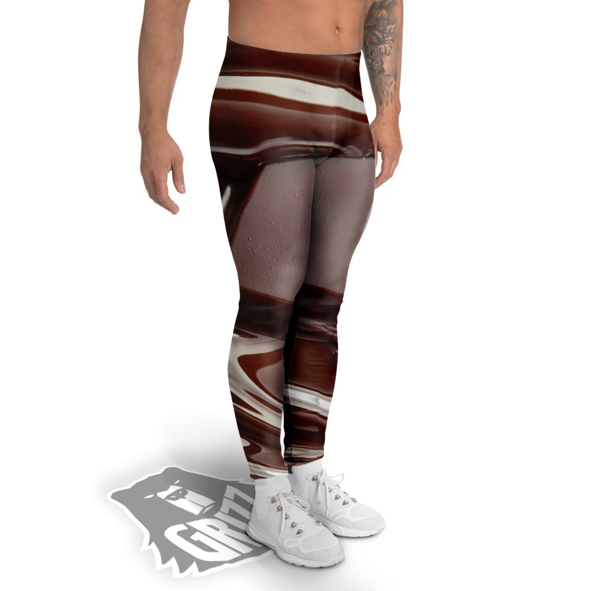 Chocolate Print Men's Leggings-grizzshop