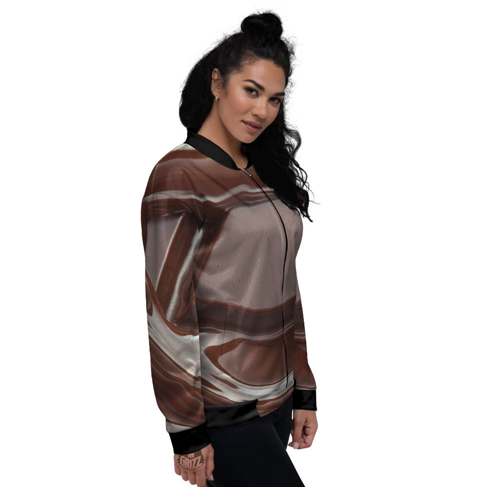 Chocolate Print Women's Bomber Jacket-grizzshop