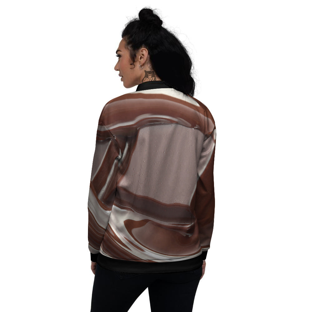 Chocolate Print Women's Bomber Jacket-grizzshop