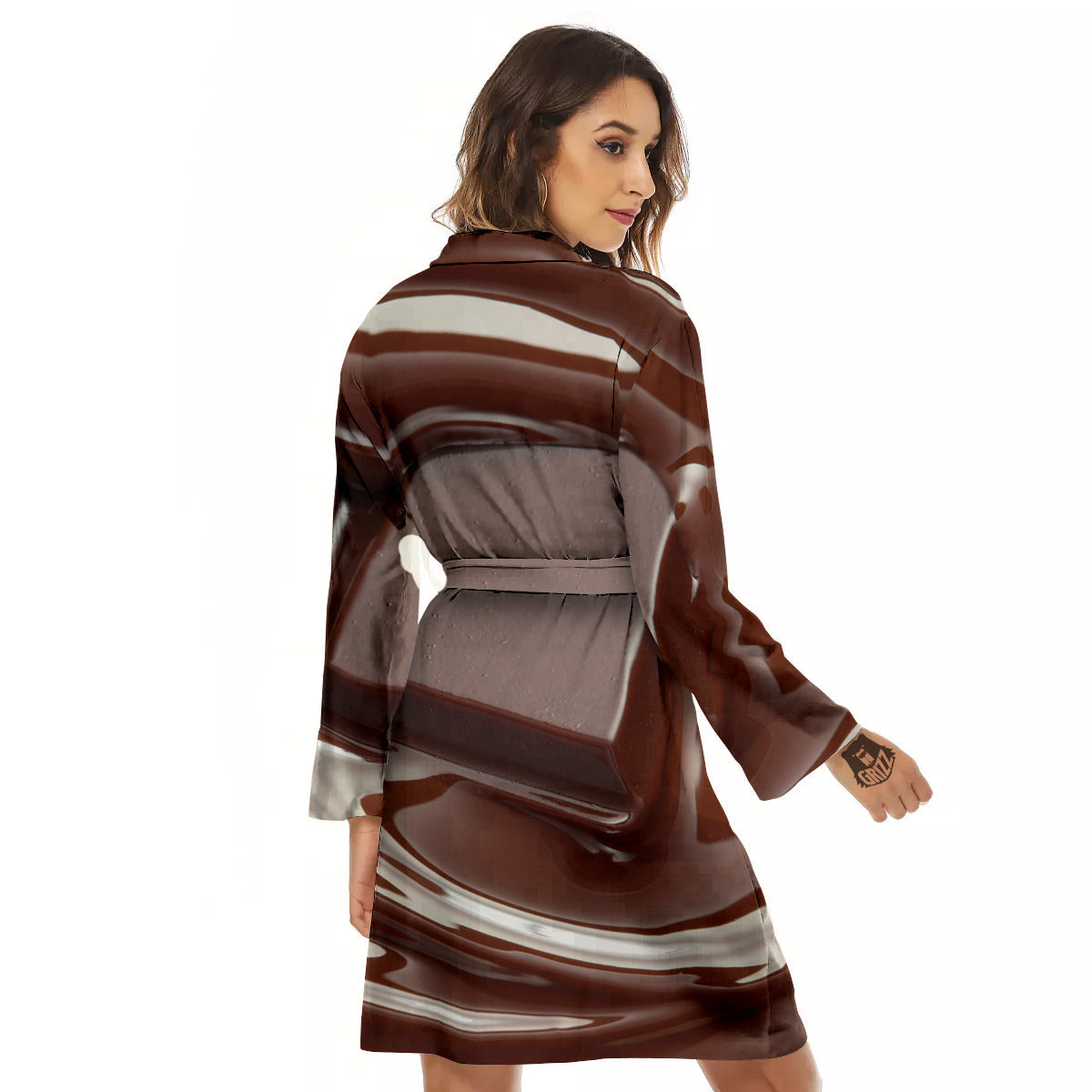 Chocolate Print Women's Robe-grizzshop