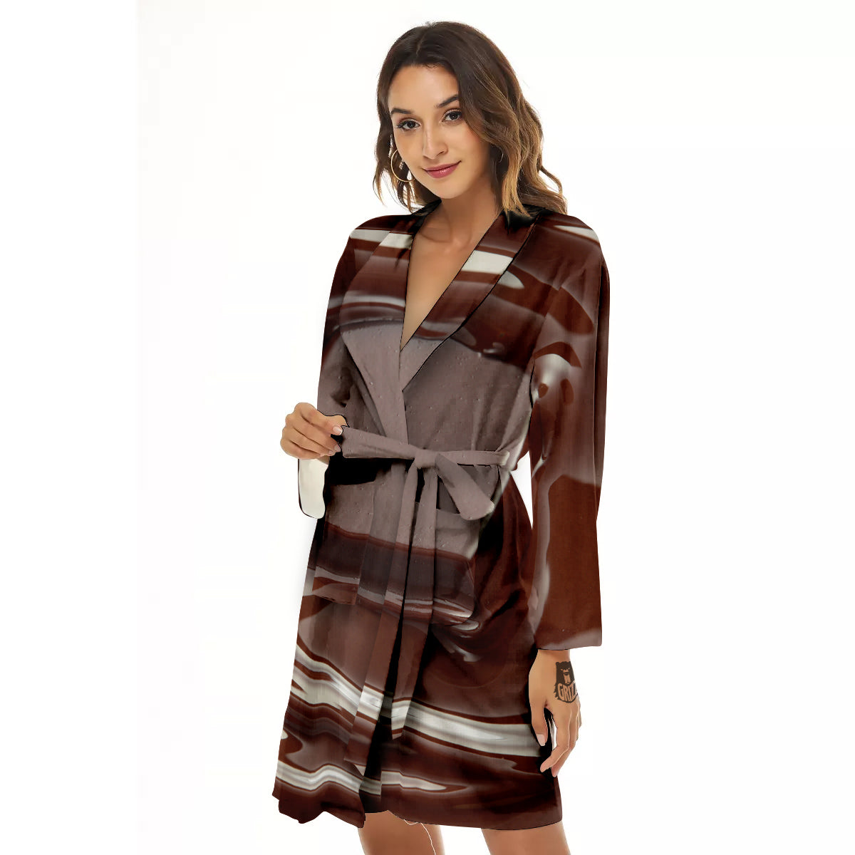 Chocolate Print Women's Robe-grizzshop