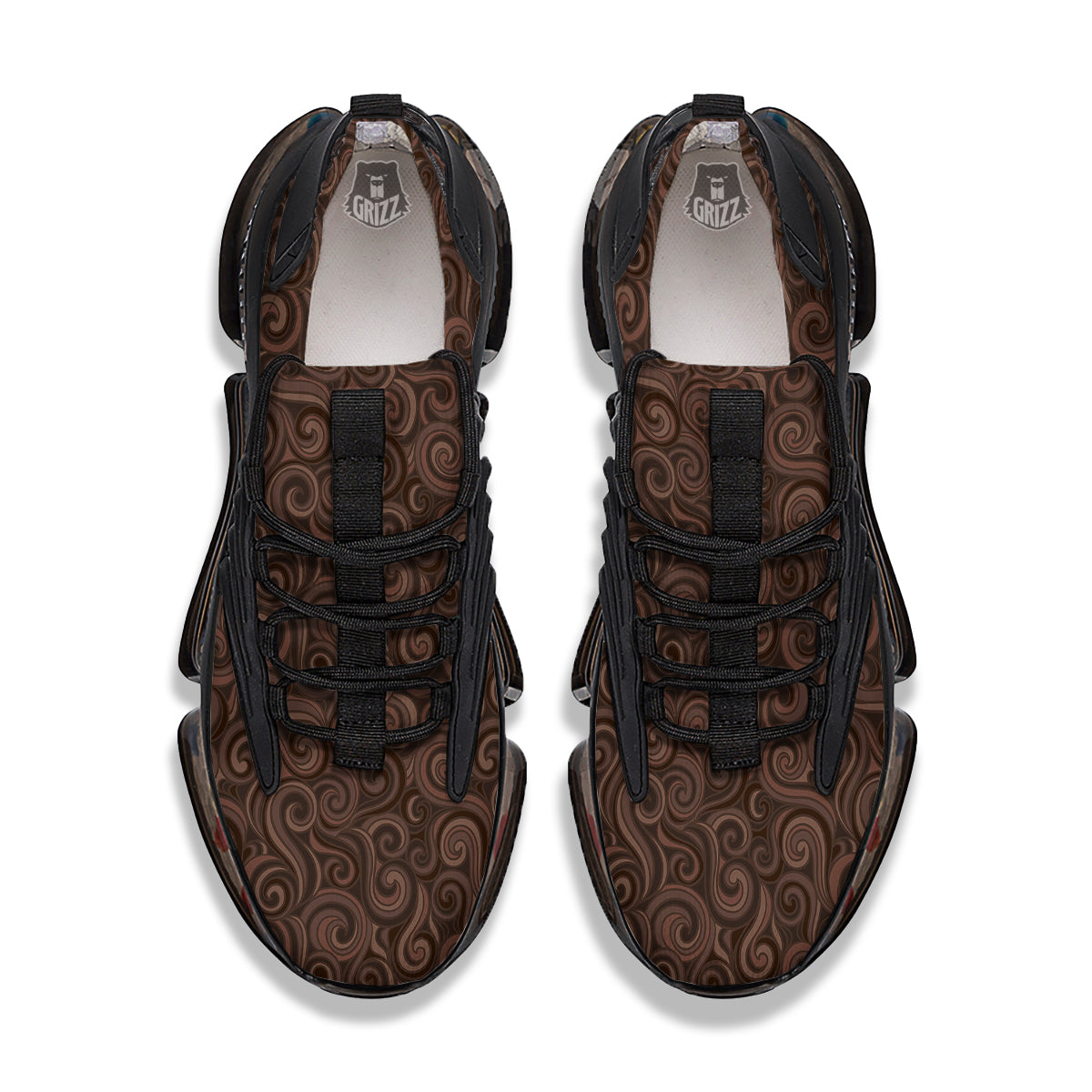 Chocolate Texture Brown Print Pattern Black Gym Shoes-grizzshop