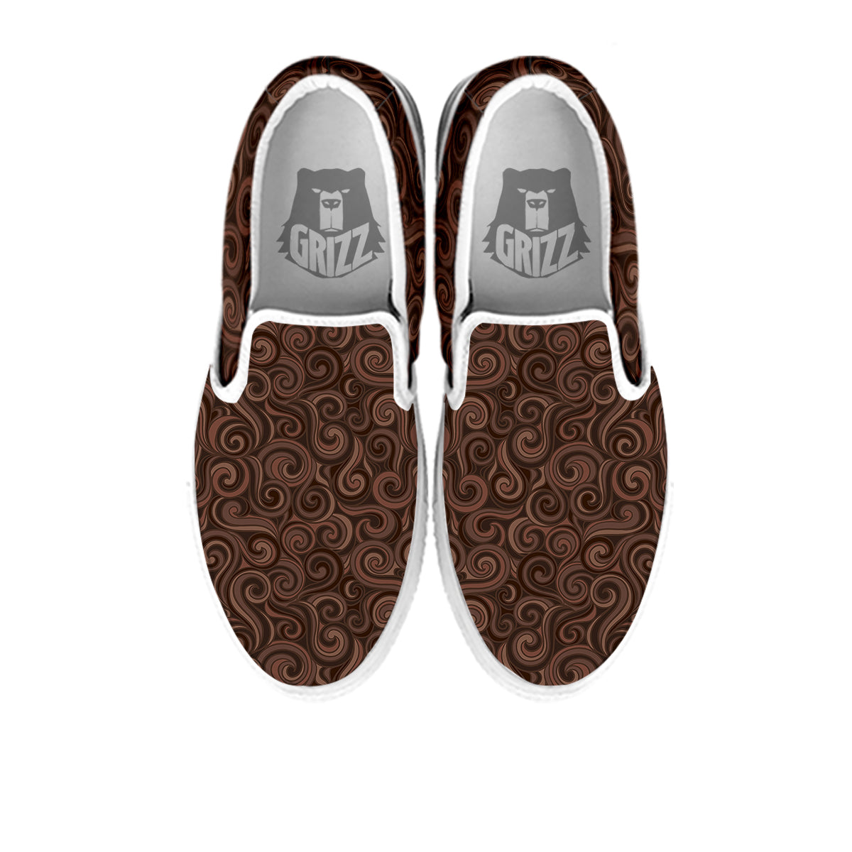 Chocolate Texture Brown Print Pattern White Slip On Shoes-grizzshop