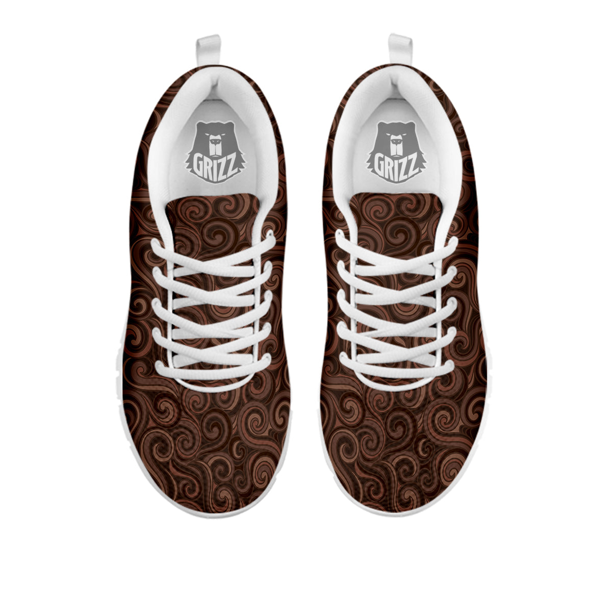 Chocolate Texture Brown Print Pattern White Sneaker-grizzshop