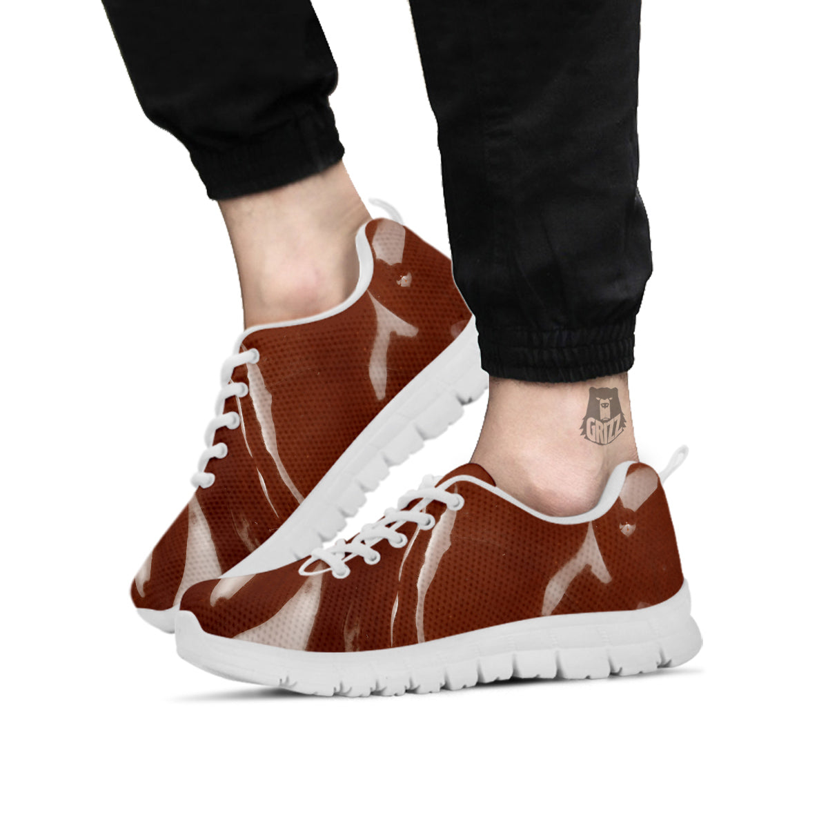 Chocolate Texture Print White Sneaker-grizzshop