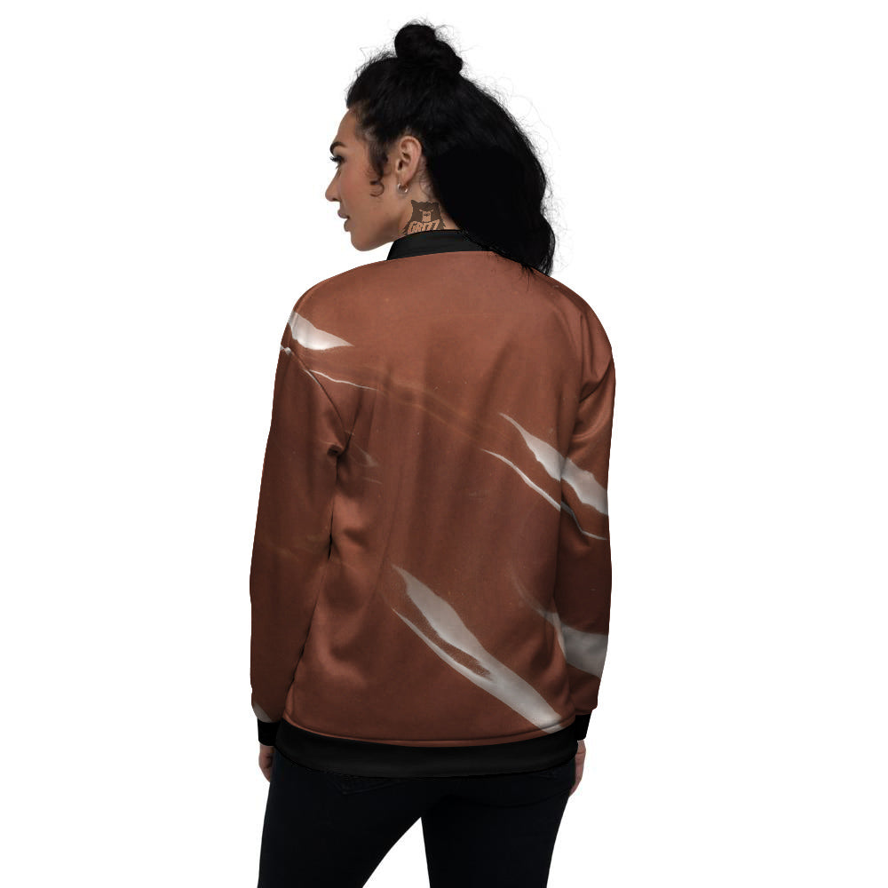 Chocolate Texture Print Women's Bomber Jacket-grizzshop