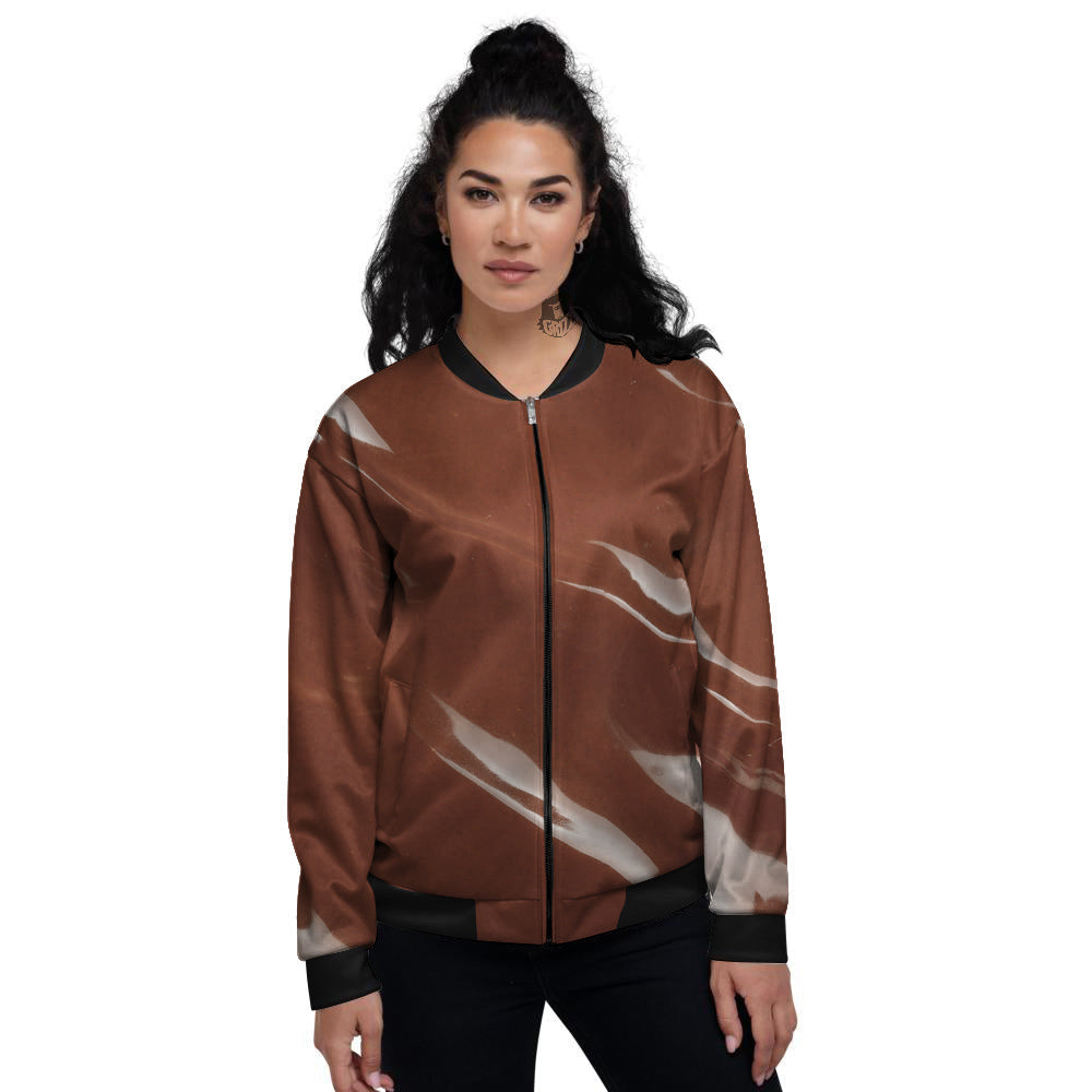 Chocolate Texture Print Women's Bomber Jacket-grizzshop
