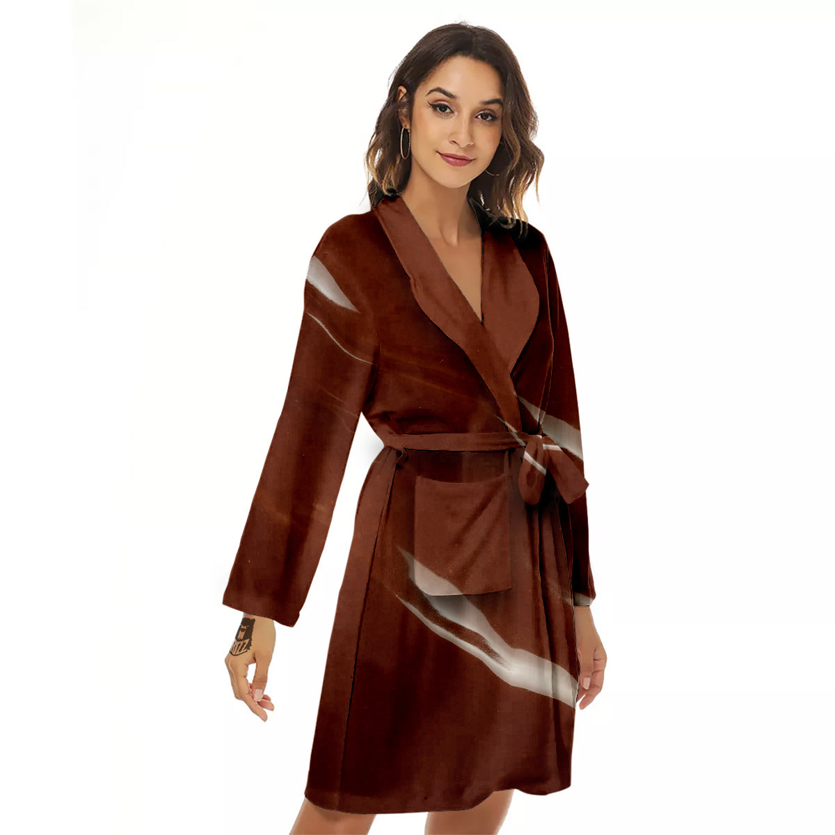 Chocolate Texture Print Women's Robe-grizzshop