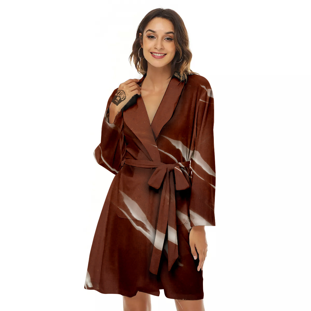 Chocolate Texture Print Women's Robe-grizzshop
