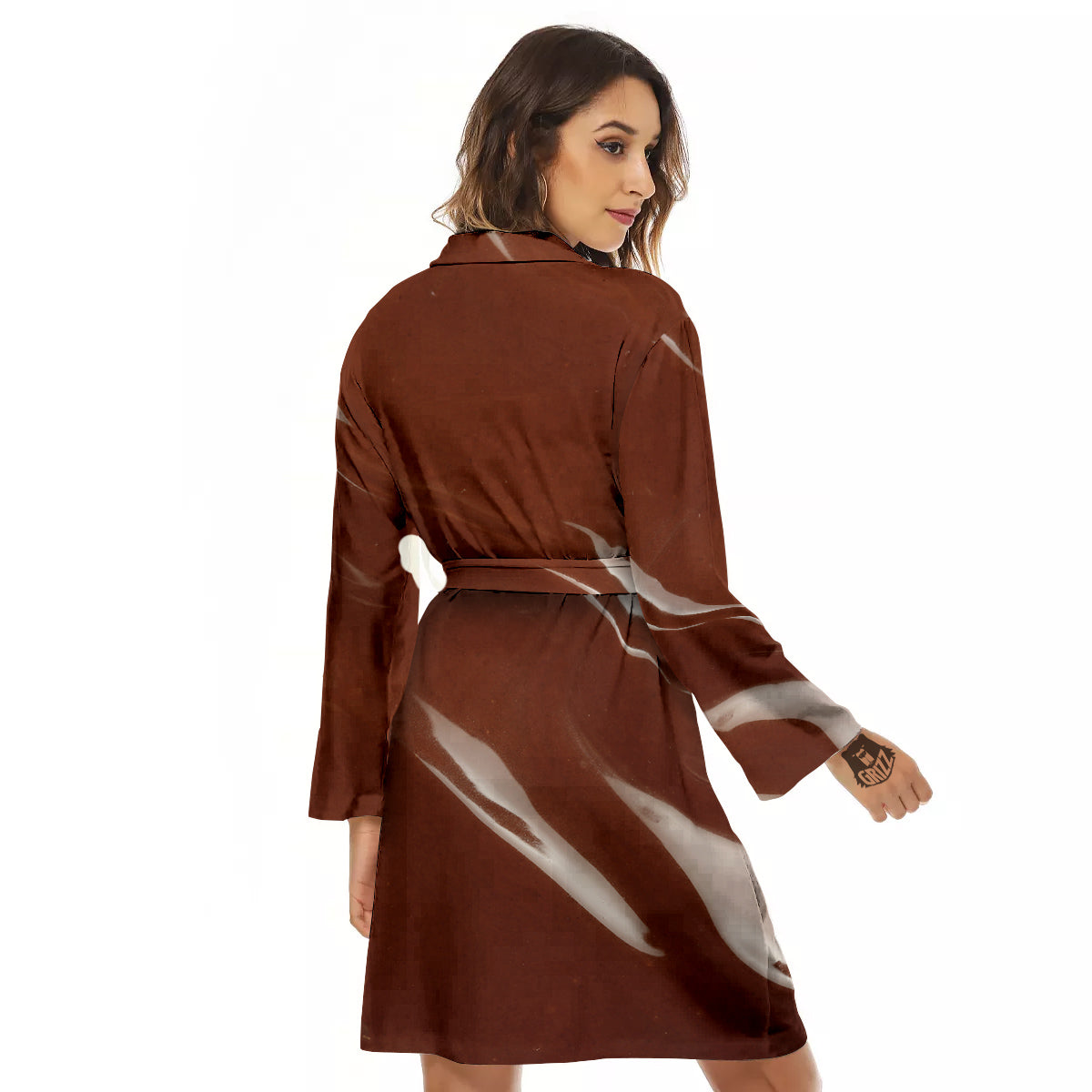 Chocolate Texture Print Women's Robe-grizzshop
