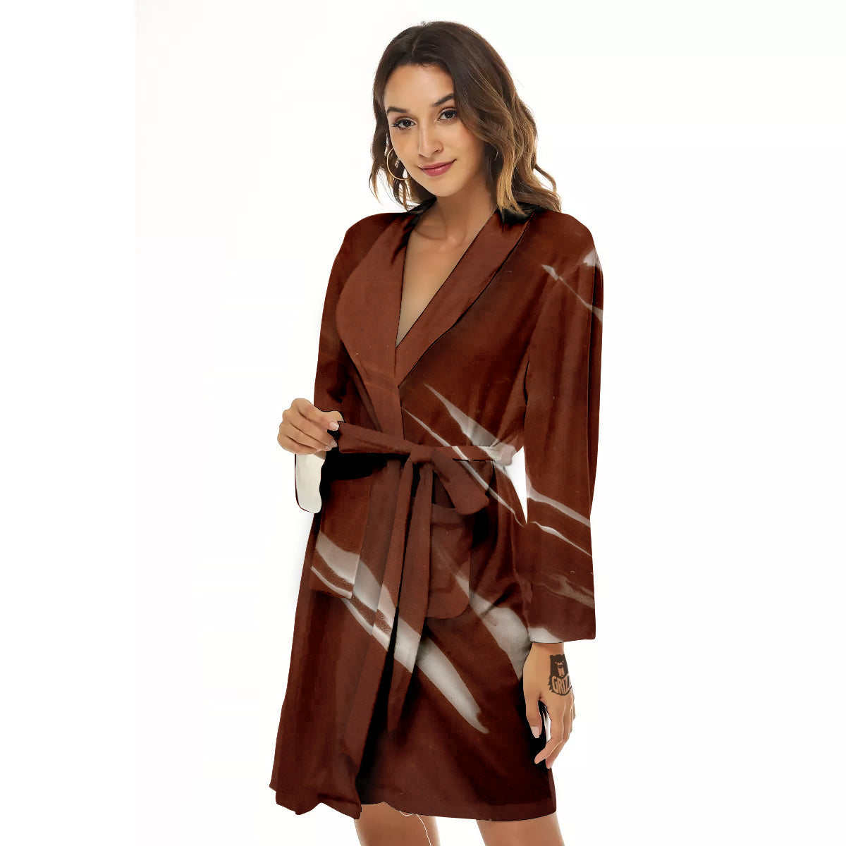 Chocolate Texture Print Women's Robe-grizzshop