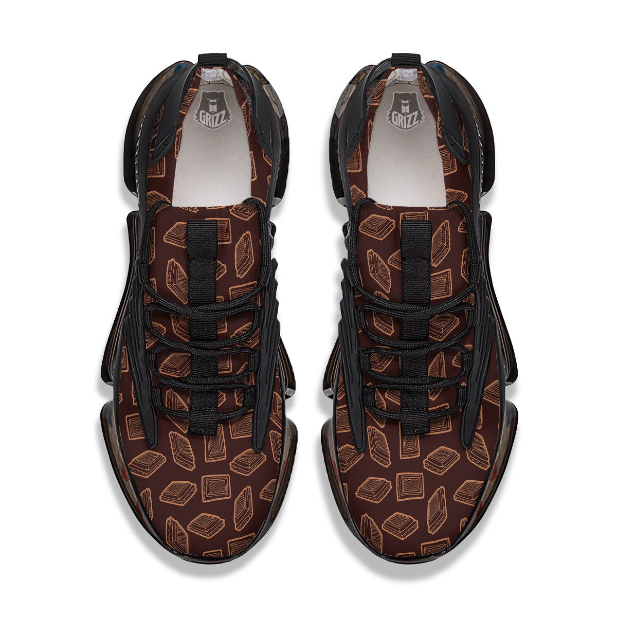 Chocolate Vintage Print Pattern Black Gym Shoes-grizzshop