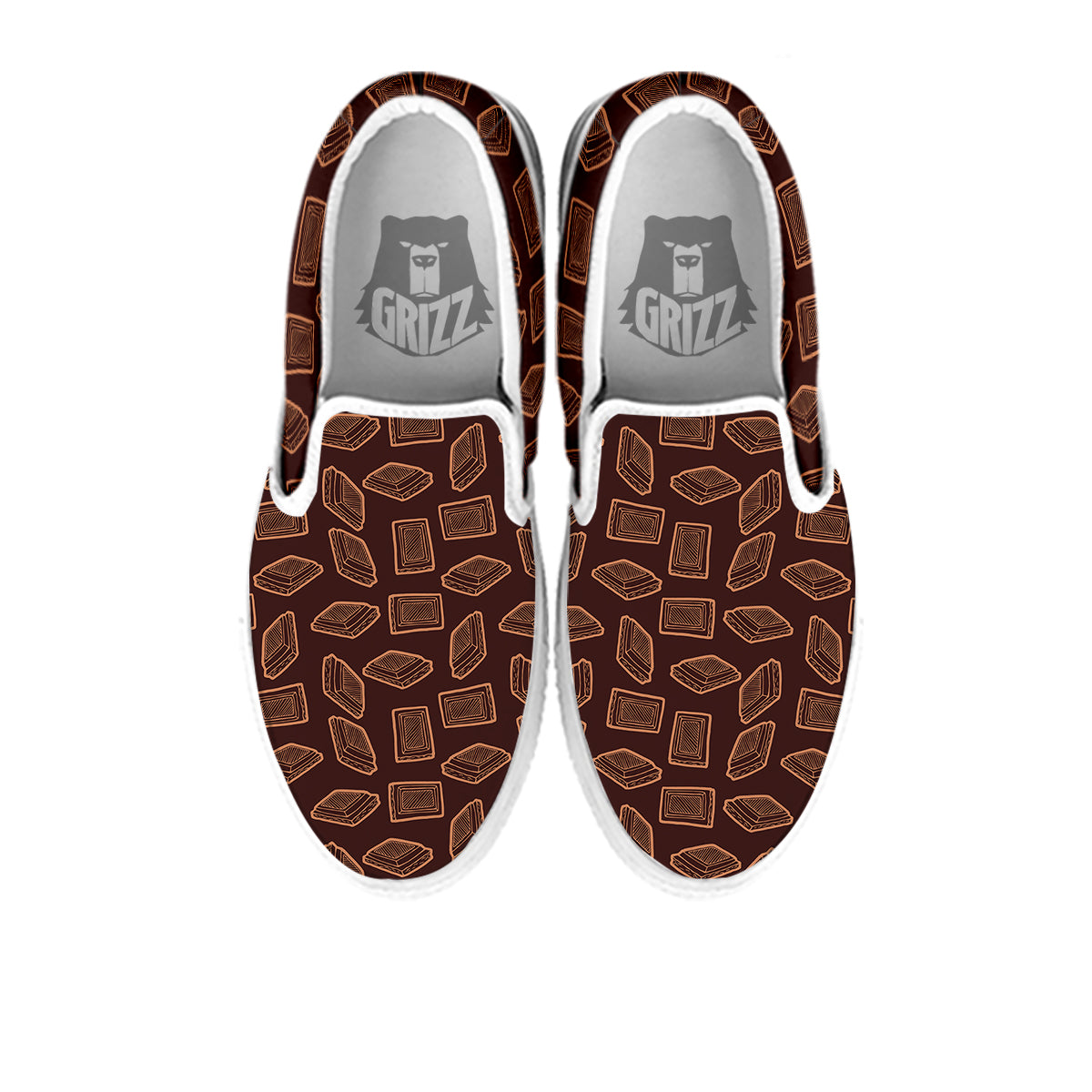 Chocolate Vintage Print Pattern White Slip On Shoes-grizzshop