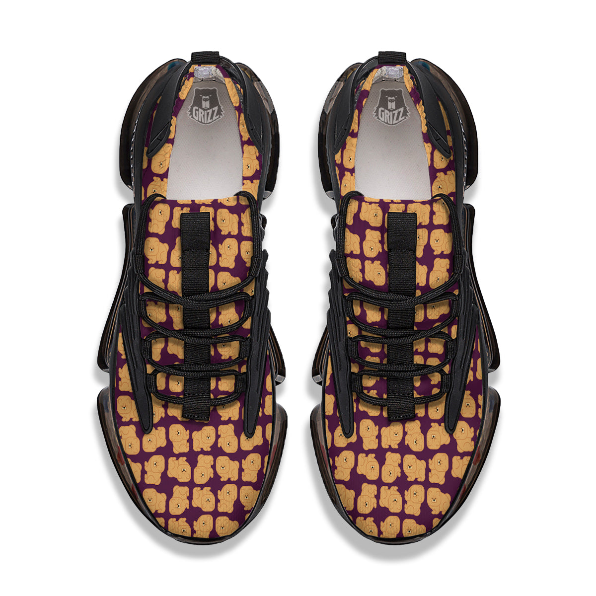 Chow chow And Purple Print Pattern Black Gym Shoes-grizzshop